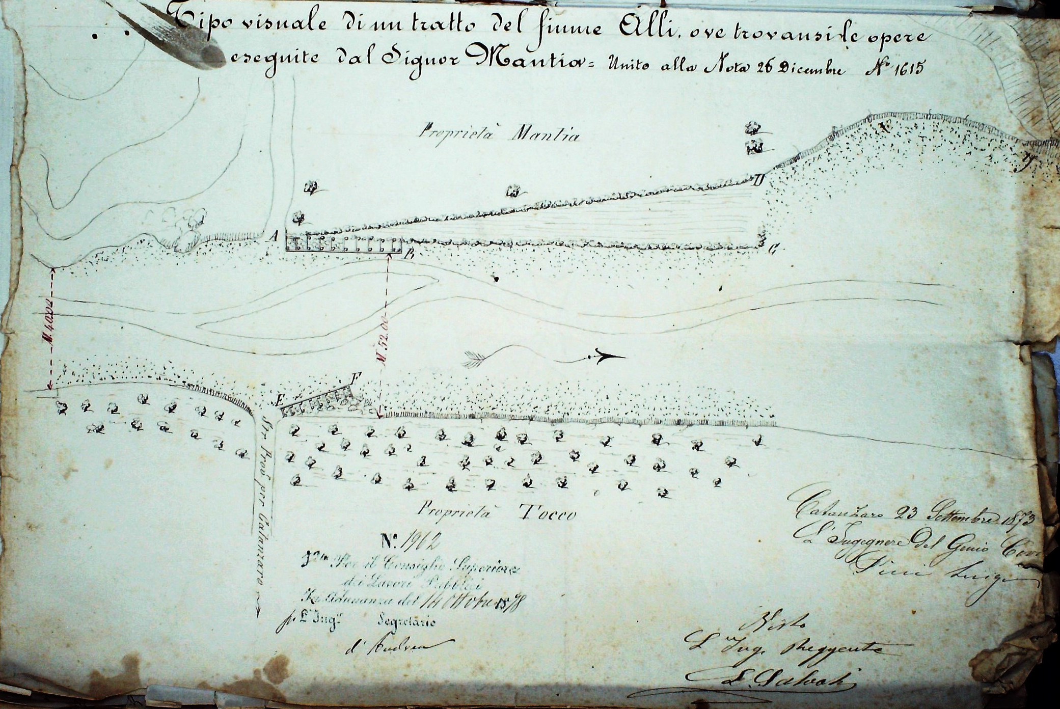 Pianta di un tratto del fiume Alli