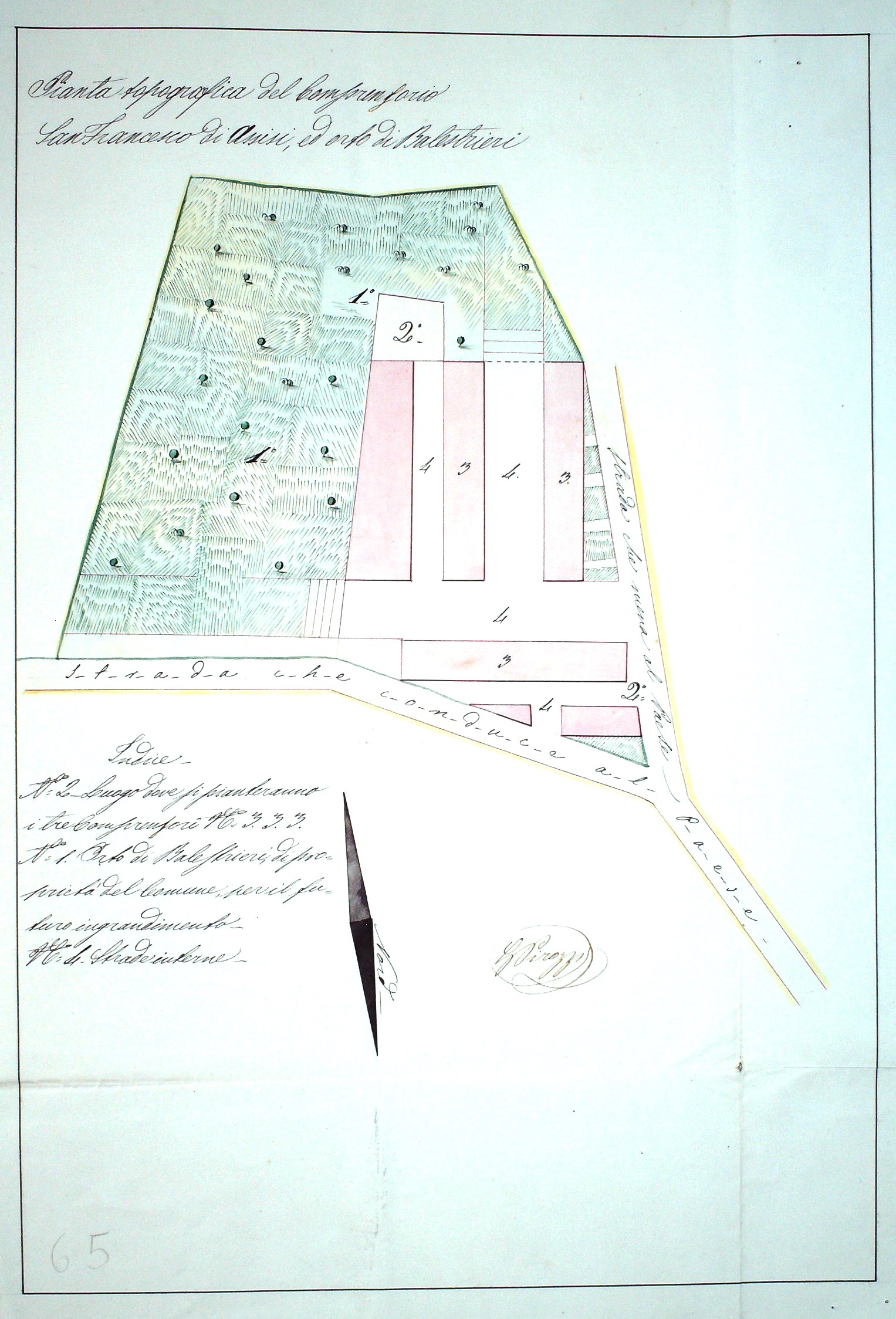 PIANTA TOPOGRAFICA DEL COMPRENSORIO SAN FRANCESCO D&rsquo;ASSISI ED ORTO BALESTRIERI