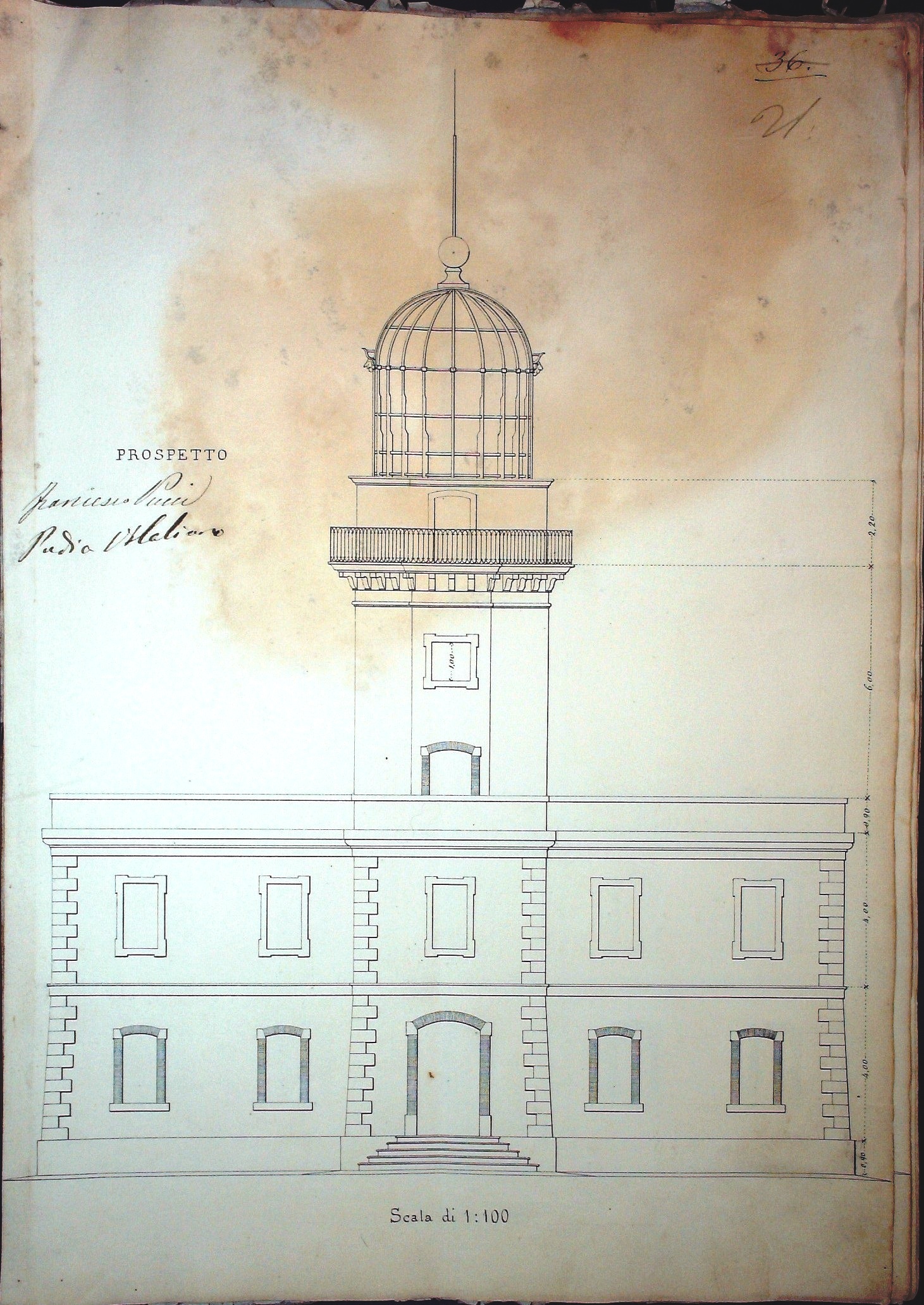 Prospetto del faro di Capo Colonna