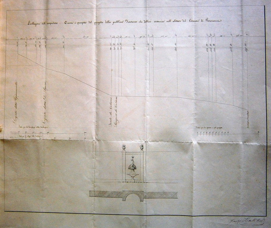 Pianta e prospetto della pubblica fontana di Gerocarne