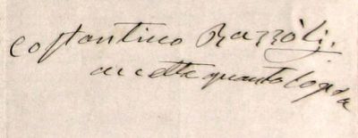 Tarquinia, Archivio Storico Comunale, Carteggio amministrativo, tit. XIV, fasc. 11, 4890. Firma Razzoli