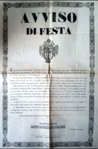 Velletri, Tipografia di Angelo Sartori, Avviso di festa, Velletri 11 dicembre 1854