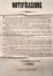 Sezze e Velletri, 1863: disposizioni sul Carnevale