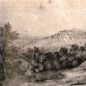 Sezze, 1705.  Panorma tratto da un disegno del Dodwell