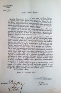 Velletri, 1856. Cicolare per il carnevale