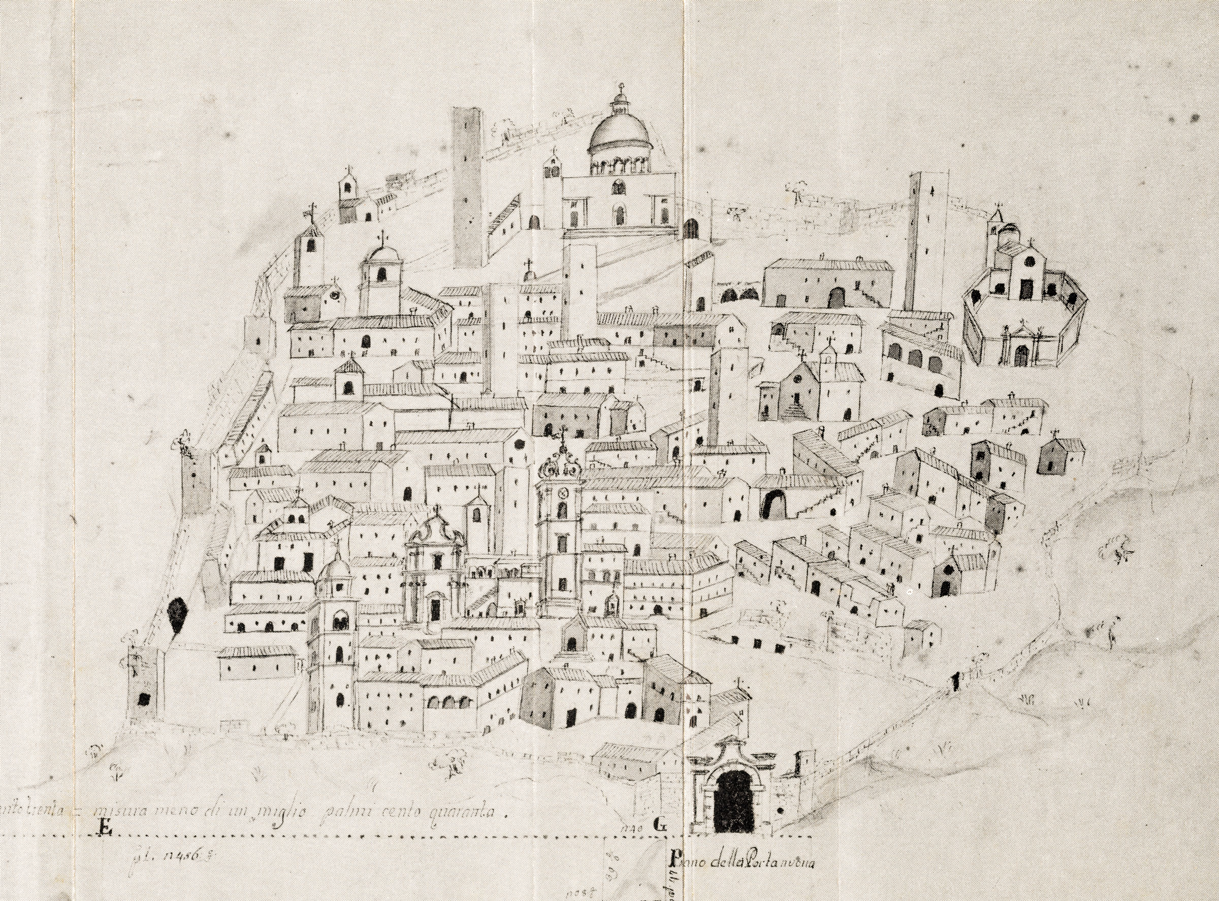 Corneto, 1818. Veduta stilizzata della Città