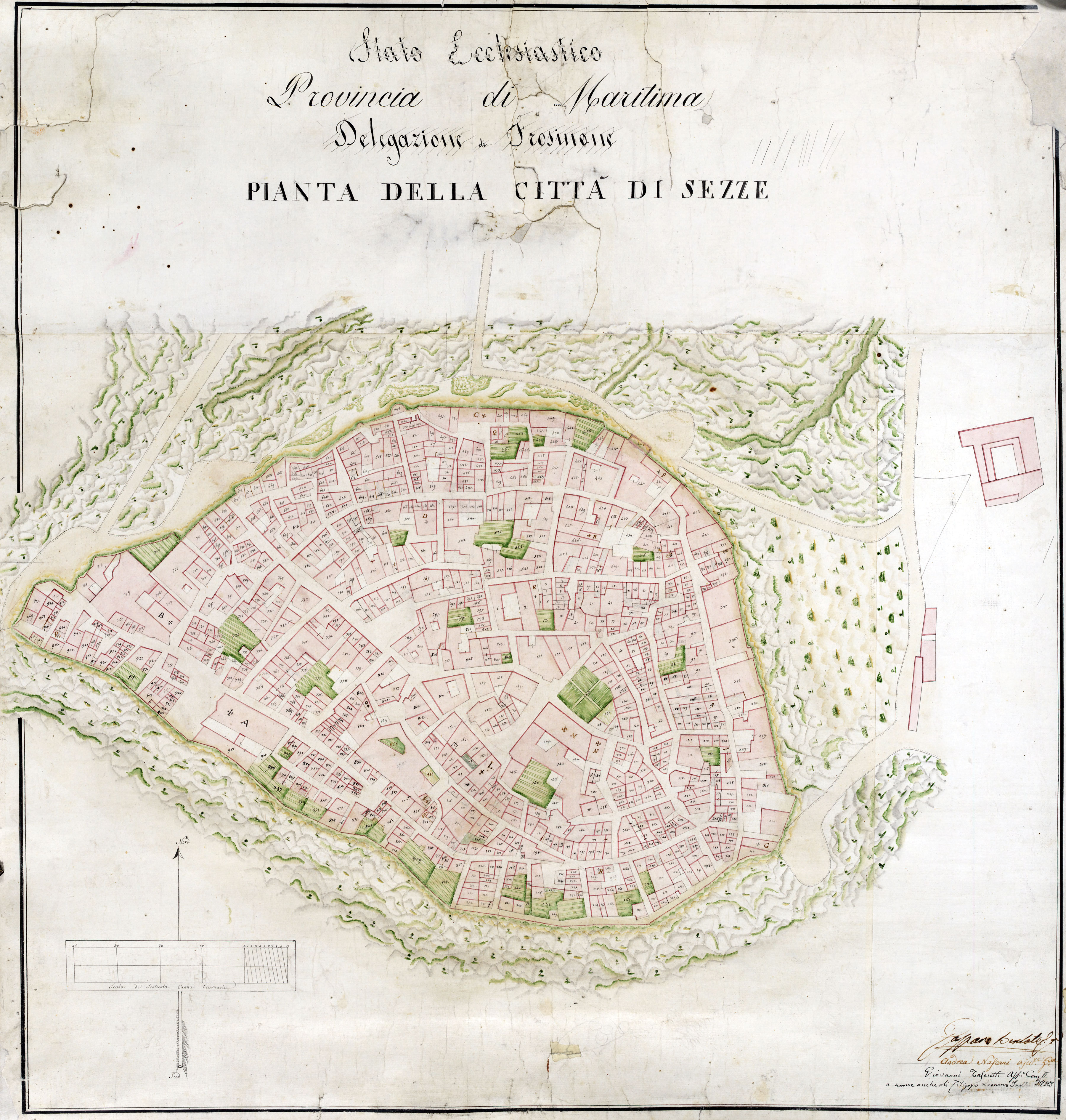 Sezze, 1820. Archivio di Stato di Roma: Catasto Gregoriano