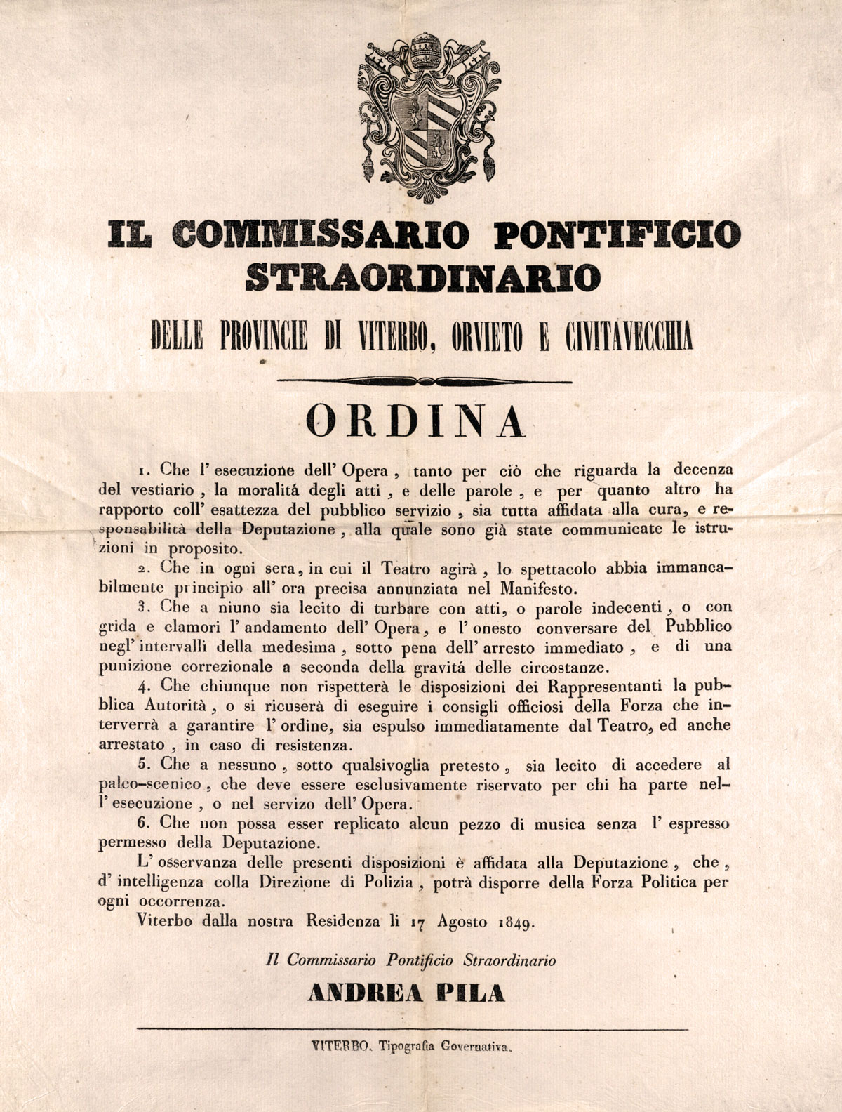 Viterbo, 1849. Archivio di Stato di Viterbo. Carta-225