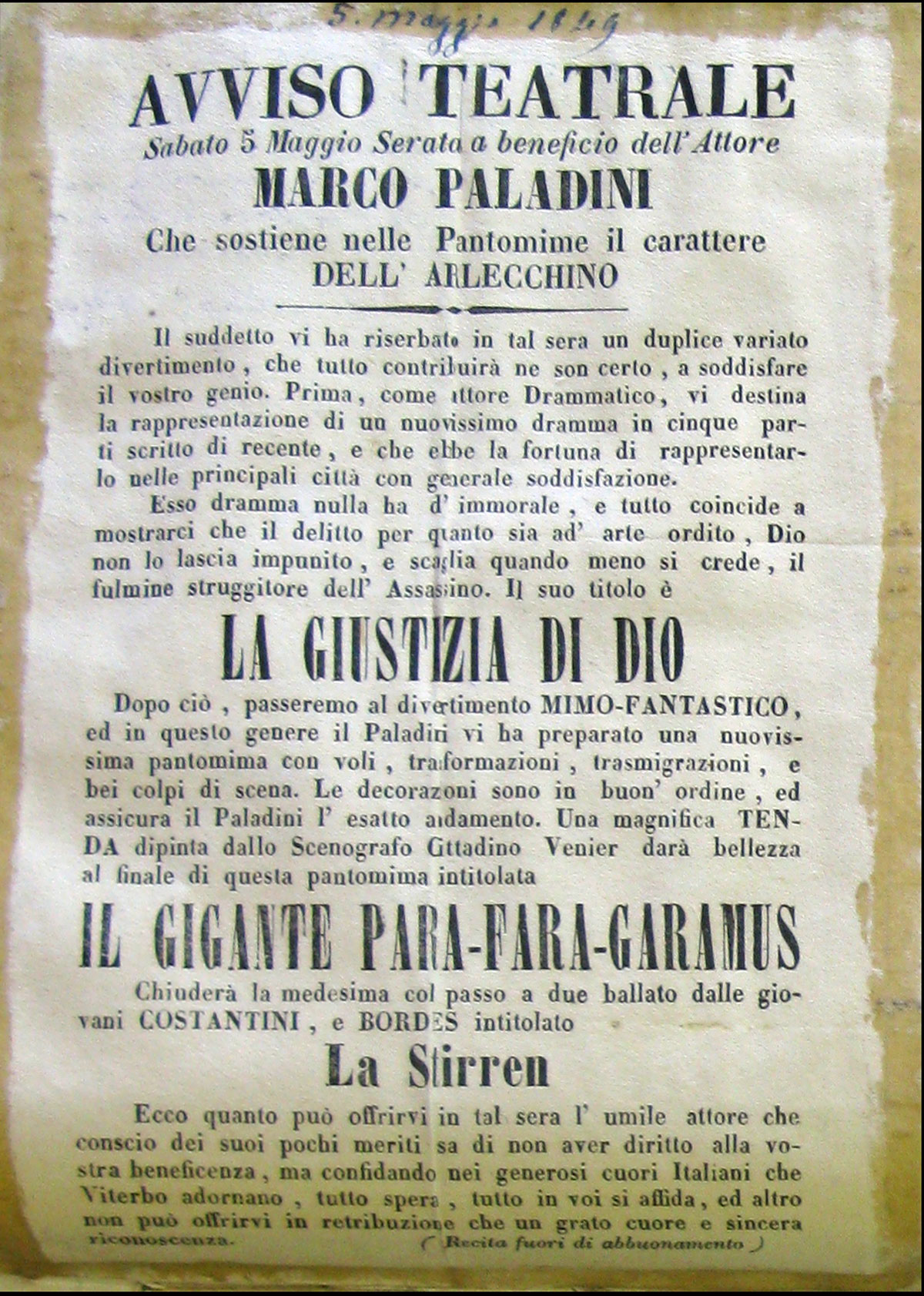 Viterbo, 1849. Beneficiata per Marco Paladini. Fig. 3