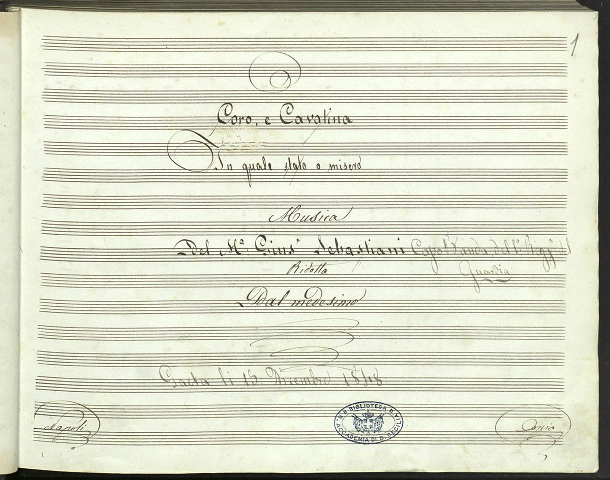 Gaeta, 1848. Musica per banda composta dal maestro Giuseppe Sebastiani