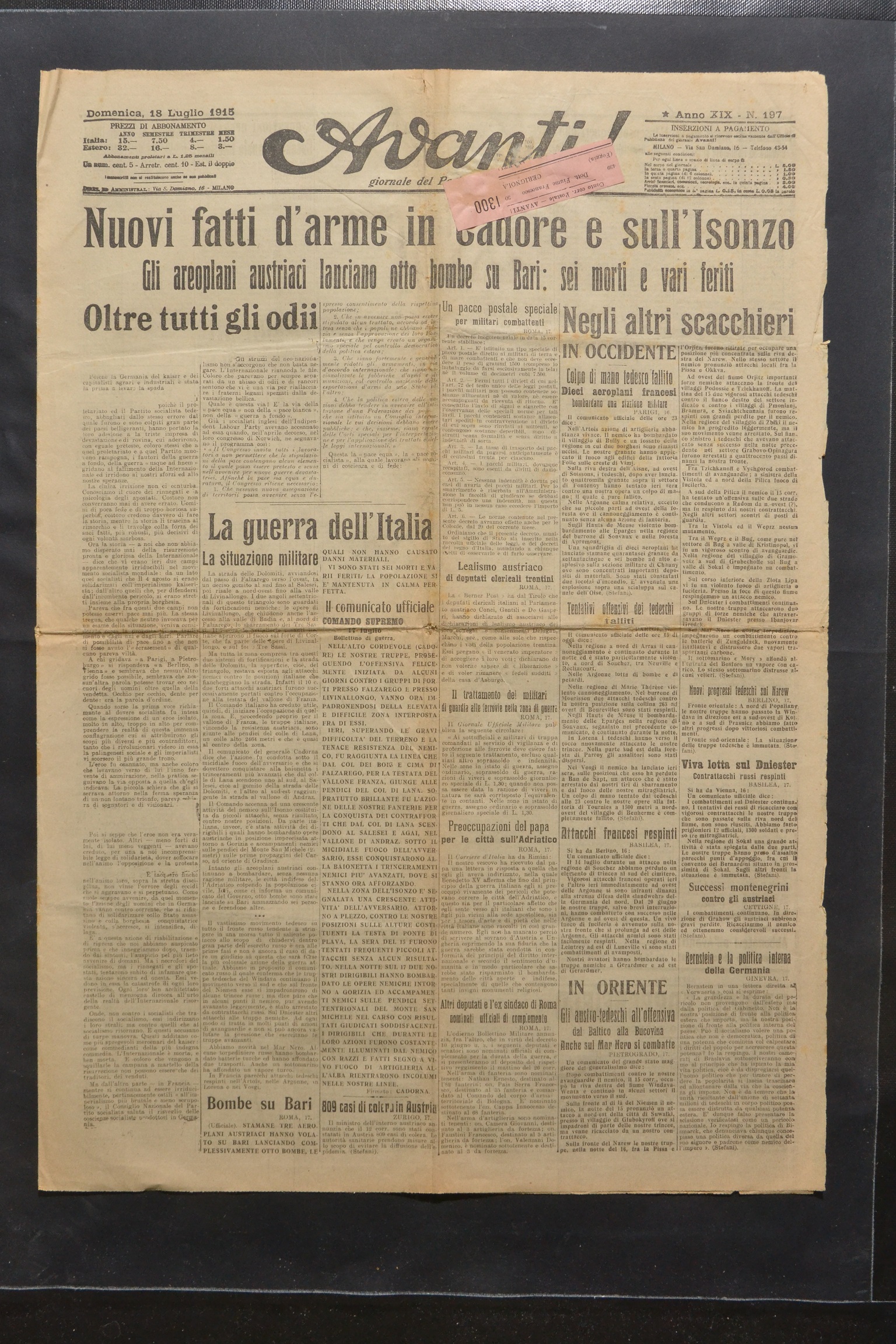 Avanti! : giornale del Partito socialista 24-4-1915; 18-7-1915_001