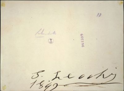 Verso di una carta salata di Stefano Lecchi datata 1849 e con firma autografa (Biblioteca di Storia moderna e contemporanea, Roma)