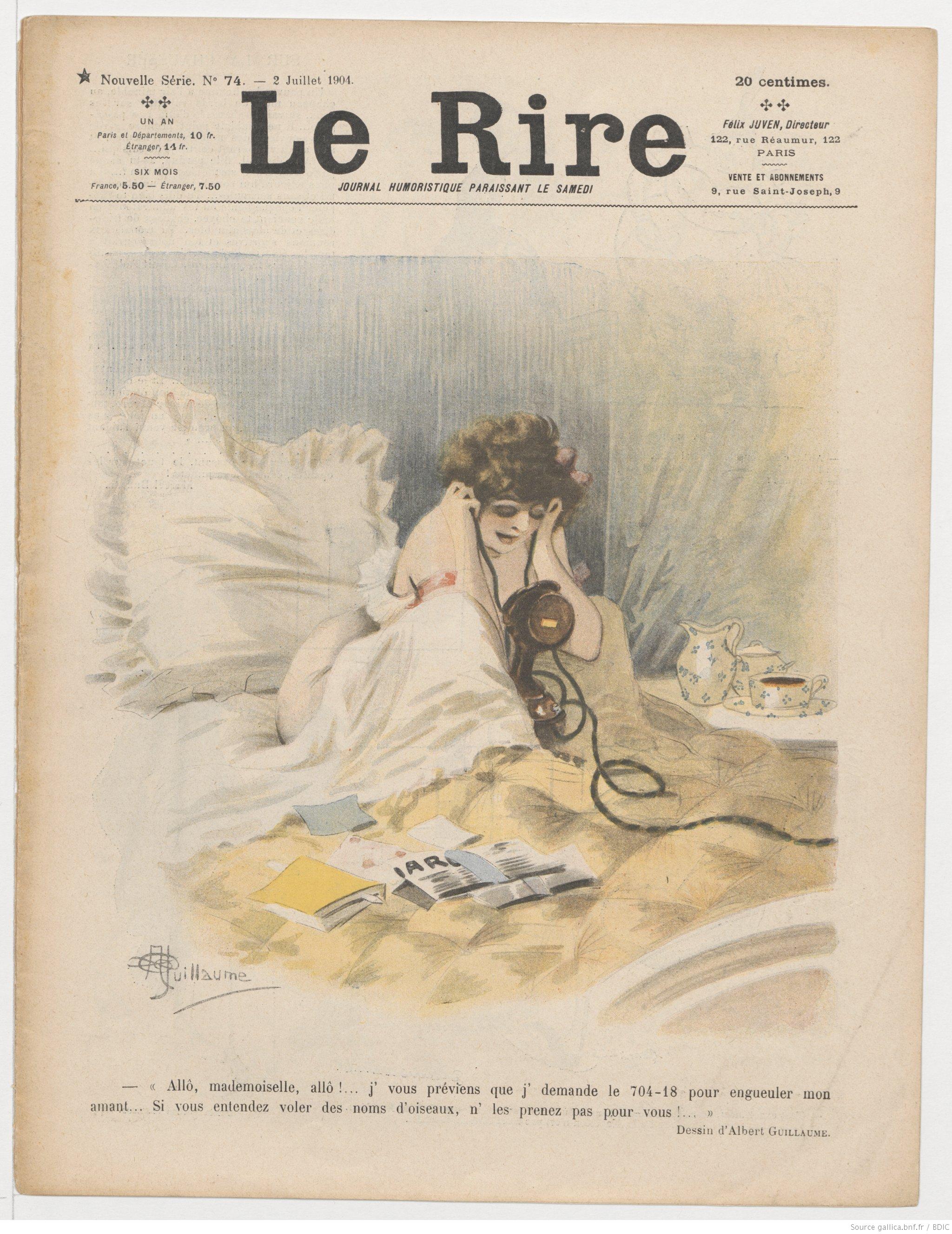 Copertina della rivista umoristica «Le rire» del 2 luglio 1904. Particolare (BDIC-Bibliothèque de documentation internationale contemporaine, 2012-112424, ISSN 11547499)