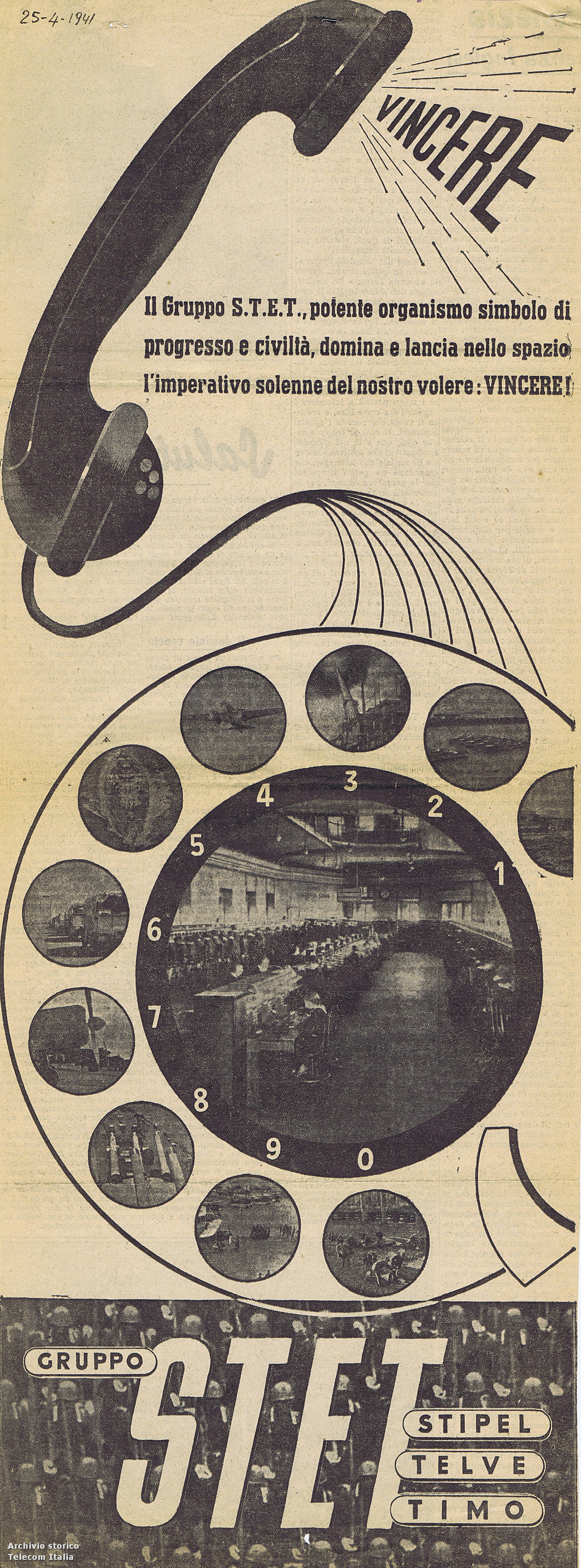 Inserzione pubblicitaria Stet, 1941 (Archivio storico Telecom Italia)
