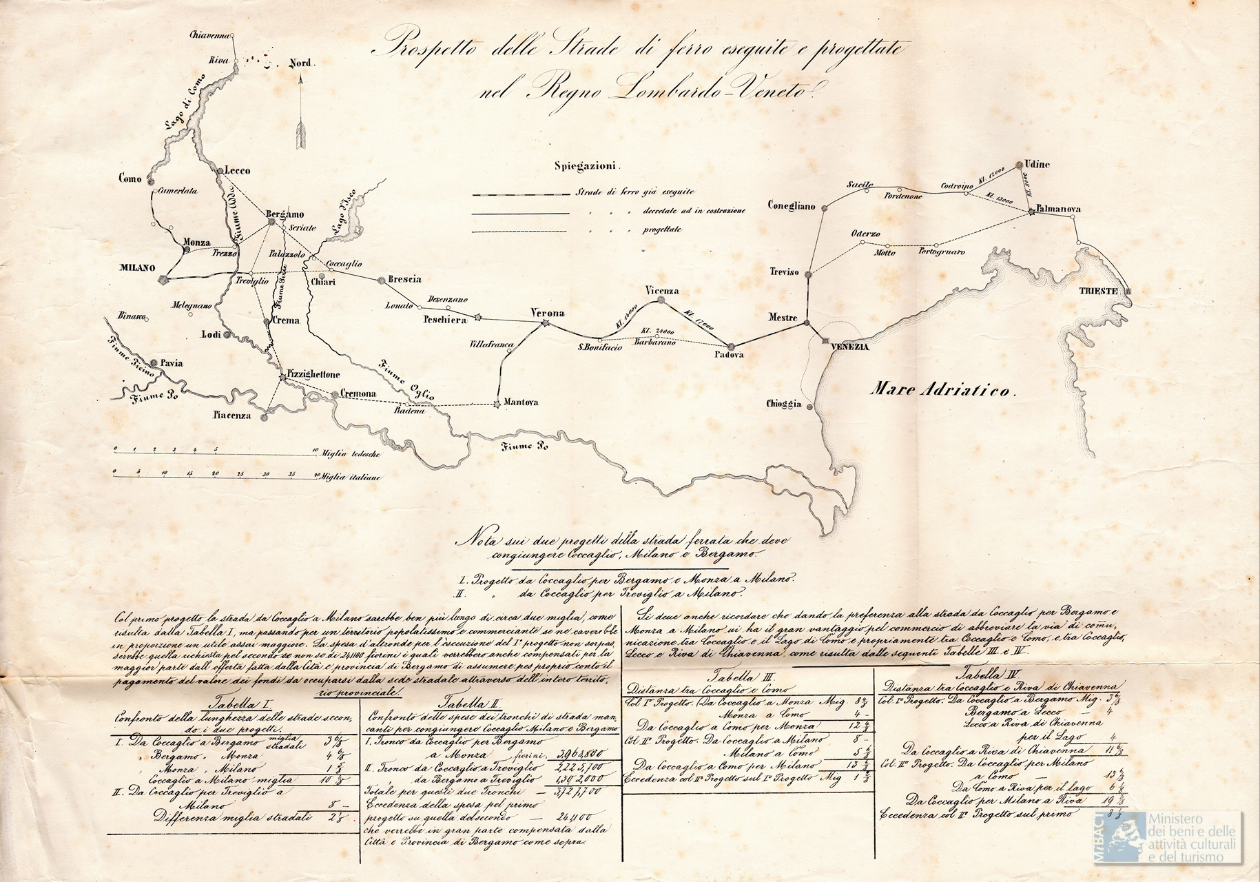Prospetto delle Strade di ferro eseguite e progettate nel Regno Lombardo Veneto