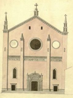 Disegno della facciata della Chiesa di S. Francesco di età napoleonica.