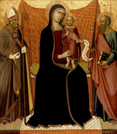 Luca di Tommè, Madonna con Bambino tra Santi Nicola e Paolo