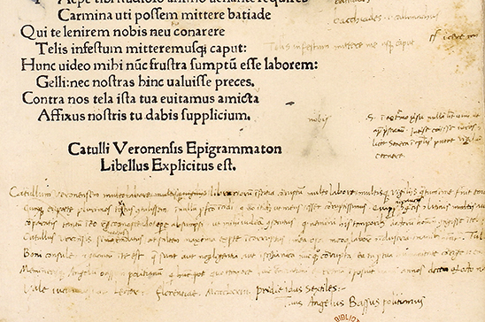 BANLC, 50 F 37, Incunabolo (Venezia, Vindelino da Spira, 1472), nota autografa di Poliziano