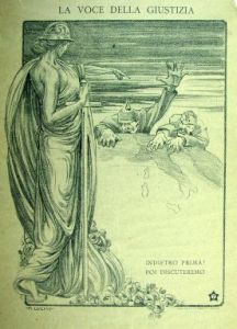 M. Lucini, La voce della giustizia. Indietro prima! Poi discuteremo, 1915