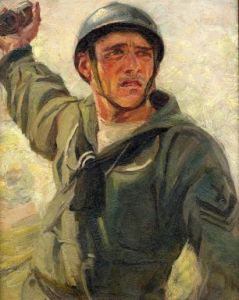 Anselmo Bucci, Ritratto di marinaio che sta tirando una bomba, 1918