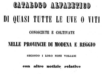 Luigi Maini, Catalogo alfabetico, Modena 1851