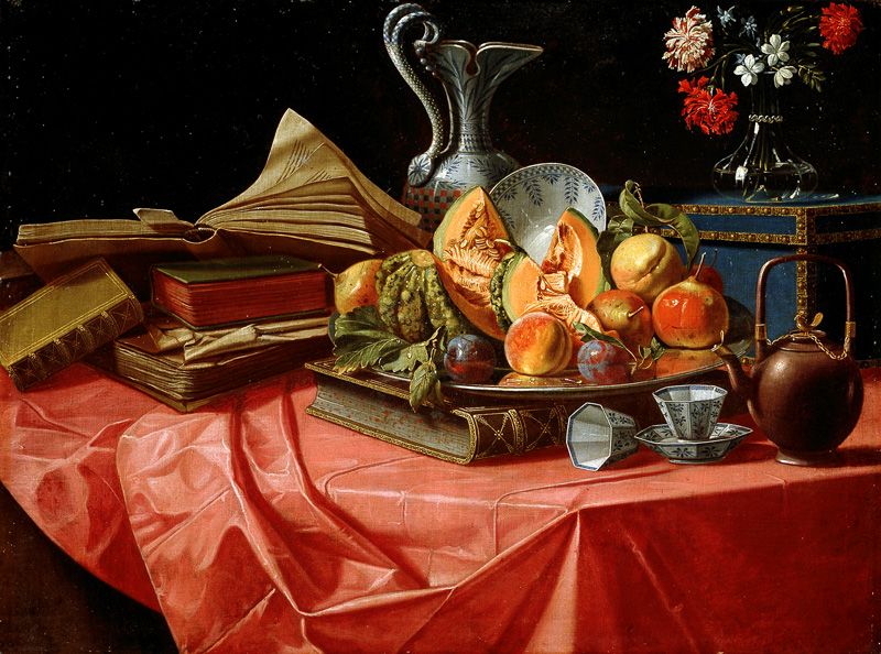 Cristoforo Munari (Reggio Emilia, 1667-Pisa, 1720), Libri, porcellane cinesi, vassoio di frutta - Fondazione Manodori, Reggio Emilia