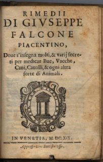 Giuseppe Falcone, Rimedi, Venezia 1619 - Biblioteca Passerini Landi, Piacenza
