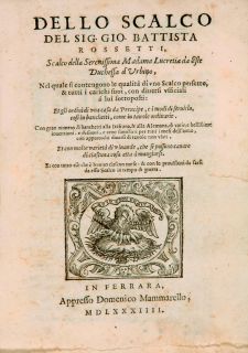 Giovanni Battista Rossetti, Dello scalco, Ferrara 1584 - Biblioteca gastronomica Academia Barilla, Parma