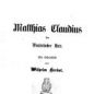 Wilhelm Herbst, Matthias Claudius der Wandsbecker Bote, ein Lebensbild (1857)