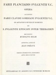 Fulgentius, Opera (1970)