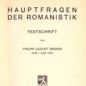 Hauptfragen der Romanistik (1922)