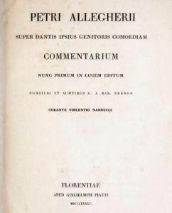 Pietro Alighieri, Commentarium (1845)