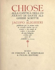 Jacopo Alighieri, Chiose (1915)