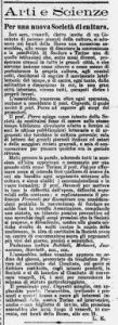 L'articolo di Luigi Einaudi su «La stampa» che annuncia la costituzione della Società di cultura (1898)