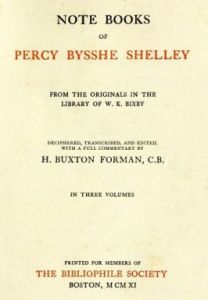 Shelley, Note books