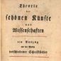 Riedel, Theorie der schönen Künste und Wissenschaften (1767)