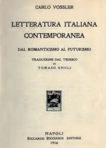 Vossler, Letteratura italiana contemporanea (1916)